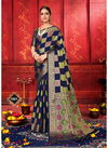 BLUE COLOUR DESIGNER BANARSI SILK FUNCTION WEAR SAREE 1801